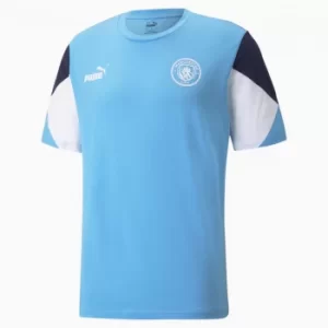 image of PUMA Man City Ftblculture Mens Football T-Shirt, Light Blue/White, size Small, Clothing