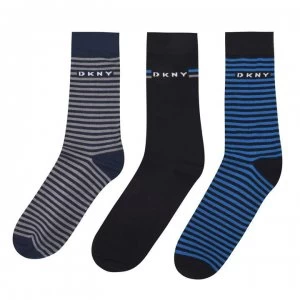 Image of DKNY Logo Crew Socks - Navy Stripe