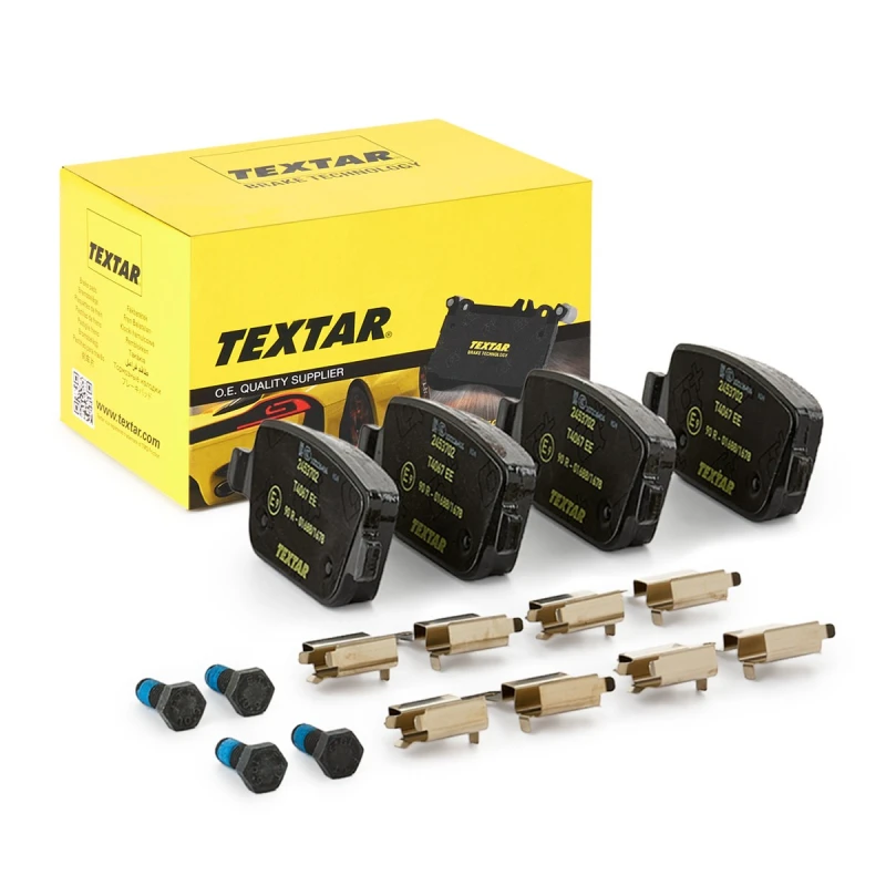 Image of TEXTAR 2453702 Brake pad set Q+ not prepared for wear warning indicator, with accessories, with brake caliper screws Brake Pad Set,disc brake (402)