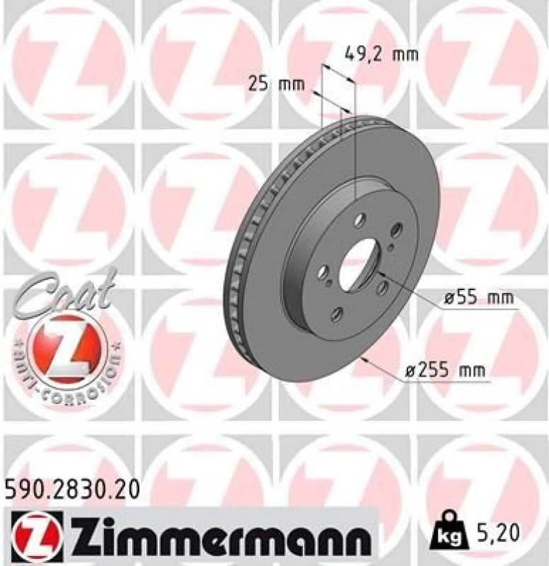 Image of ZIMMERMANN Brake disc ZIMMERMANN 590.2830.20
