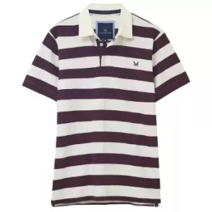 image of Crew Clothing Mens Meridian Polo Ecru/Burgundy Medium