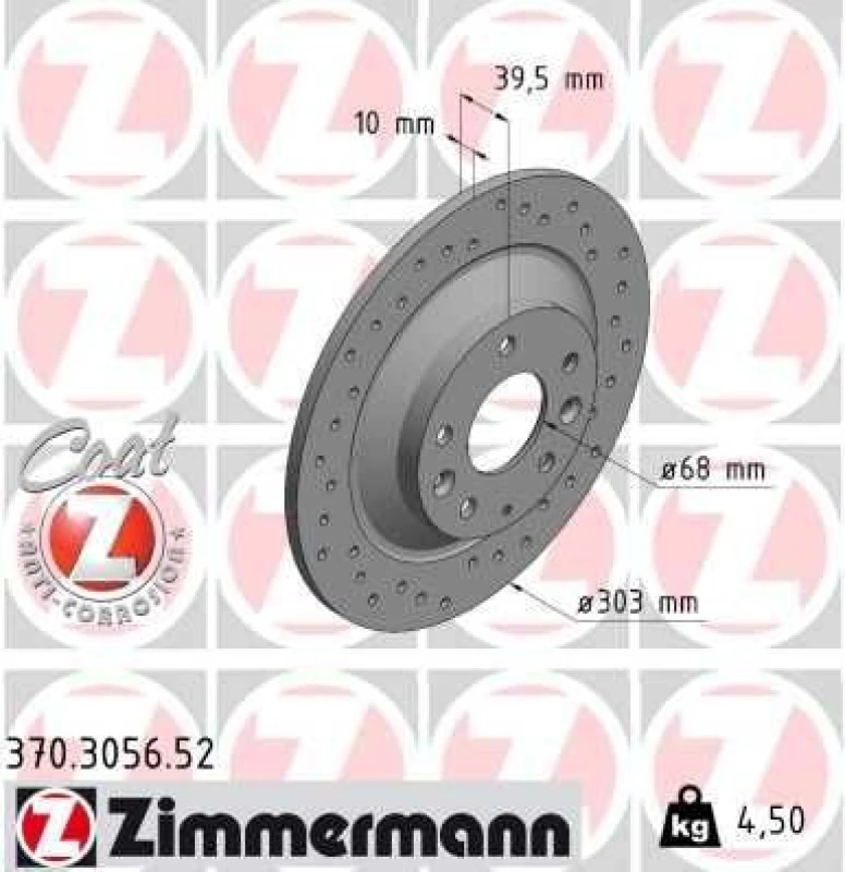 Image of ZIMMERMANN Brake disc ZIMMERMANN 370.3056.52