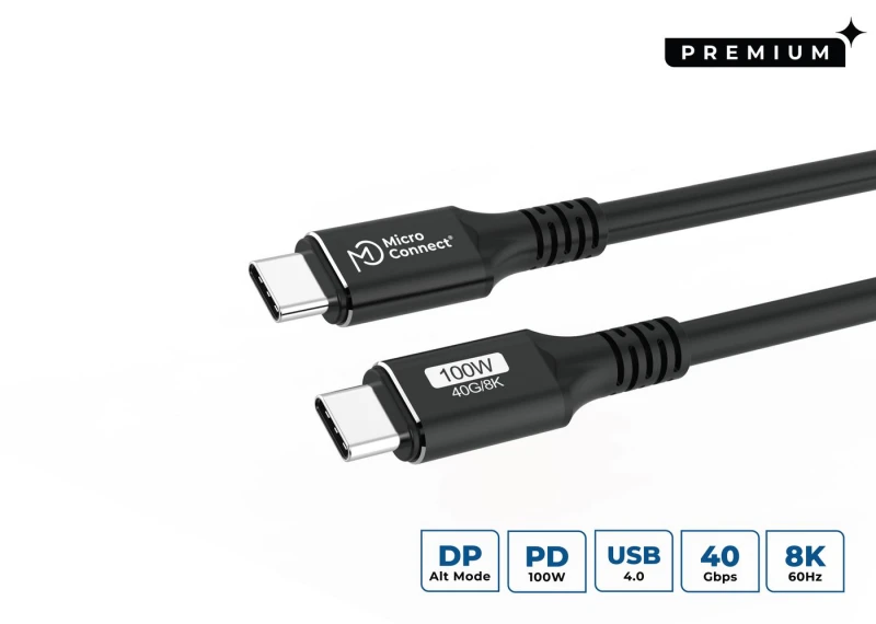Image of Microconnect USB4CC2 USB cable USB4 Gen 3x2 2m USB C Black
