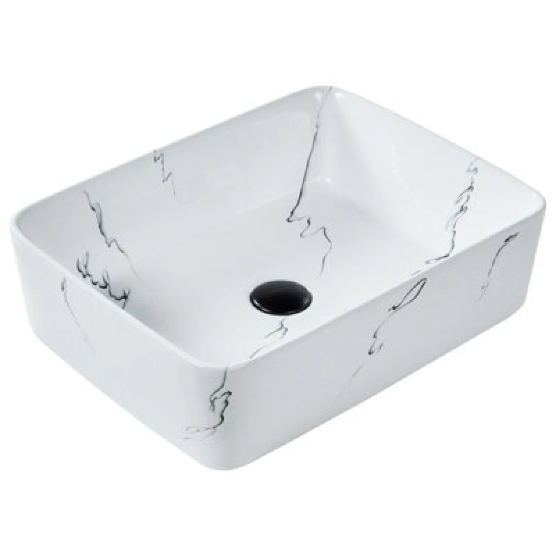 Image of Beliani Countertop Basin Hopi 490 X 380 mm Ceramic White Marble