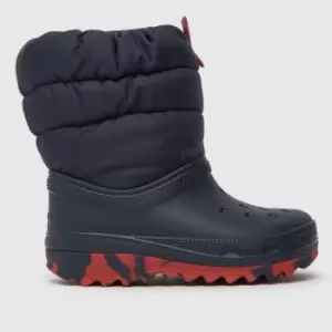 image of Crocs Navy Classic Neo Puff Boys Junior Boots