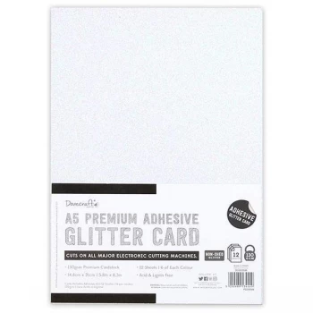 Image of Dovecraft A5 Adhesive Glitter Card Black & White 130gsm 12 Sheets