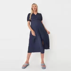 Missguided Maternity Belted Puff Sleeve Maxi Dress - Blue