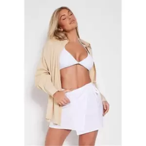 Image of I Saw It First White Mini Skirt With Tie Waist Detail - White