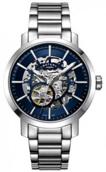 image of Rotary Mens Greenwich Skeleton Stainless Steel Bracelet Watch