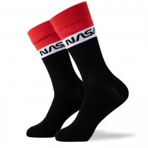 Image of Mens NASA Block Panel Sports Socks - Black - UK 8-11