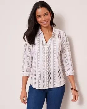 image of Cotton Traders Womens Broderie Blouse in White