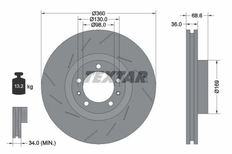 Image of Brake disc TEXTAR 92214005
