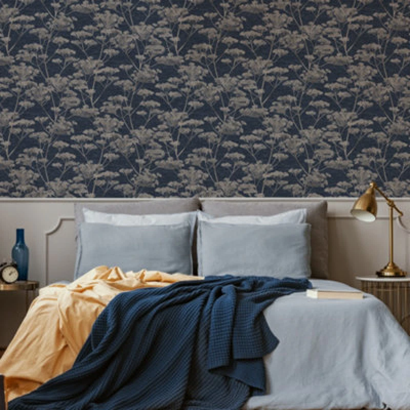 Image of Boutique Sapphire Serene Seedhead Floral Wallpaper
