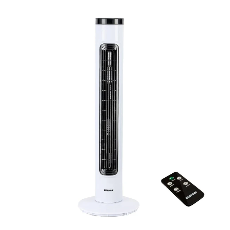 Image of Geepas 32" Oscillating Tower Fan for Air Cooling 3 Speed Quiet Fan with Remote Control White unisex
