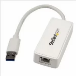 image of StarTech USB 3.0 to Gigabit Ethernet Adapter NIC with USB Port White PC