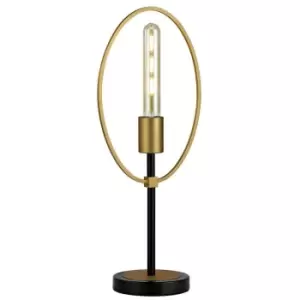 Image of Luminosa Lighting - Table Lamp, 1 Light E27, Sand Gold, Matt Black