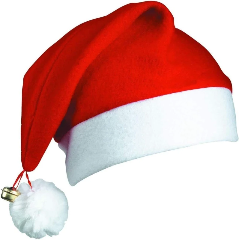 Image of Shatchi 12pcs Deluxe Christmas Santa Hats with Bell Xmas Eve Fancy Dress Fun Party Celebration Accessories Red