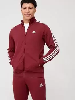 Image of adidas Sportswear Sportswear Basic 3-Stripes French Terry Tracksuit - Maroon, Maroon Size M Men