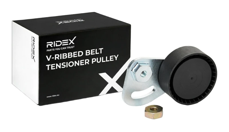 Image of RIDEX 310T0050 Tensioner Pulley with holder Tensioner Pulley,v-ribbed belt (310)