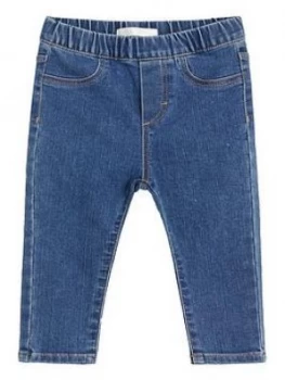 Image of Mango Baby Girls Denim Jegging - Blue, Size 9-12 Months