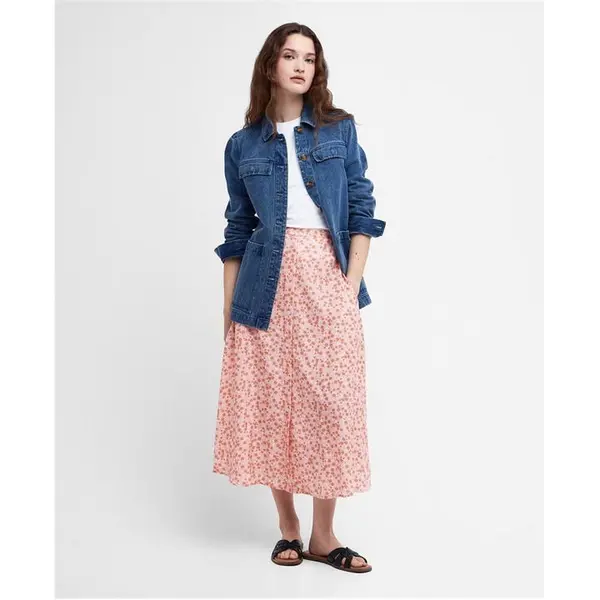 Image of Barbour Sandgate Floral Midi Skirt - Orange 18