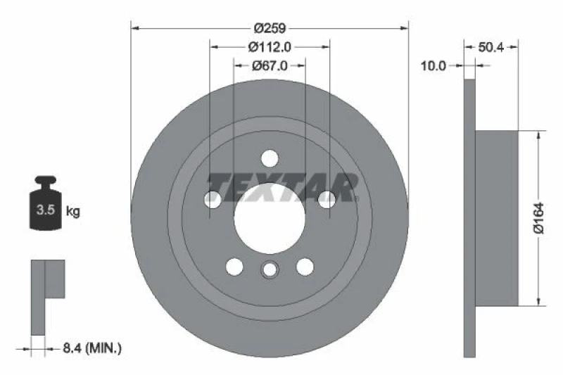 Image of Brake disc TEXTAR 92279303