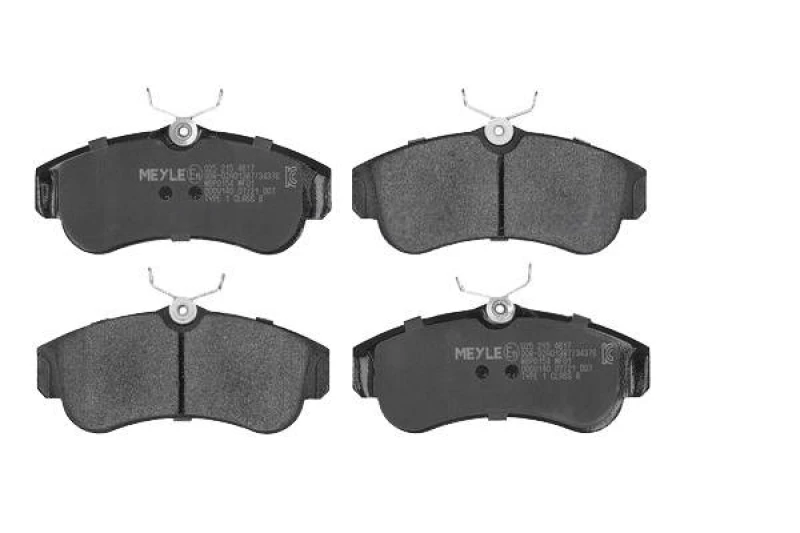 Image of MEYLE 025 215 4617 Brake pad set Front Axle, not prepared for wear warning indicator, Original Quality, with anti-squeak plate Brake Pad Set,disc bra