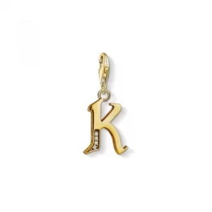 image of Ladies Thomas Sabo Gold Plated Sterling Silver Charm Club Letter K Charm