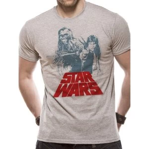 Image of Star Wars - Solo Chewie Duet Retro Mens Medium T-Shirt - White