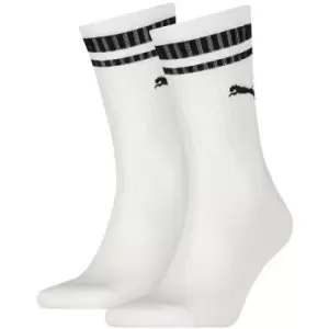 image of Puma - Crew Heritage Stripe Sock (2 Pair) - 6-8 - White/Black