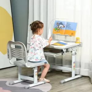 image of Kids Study Desk and Chair Set w/ USB Lamp, Grey