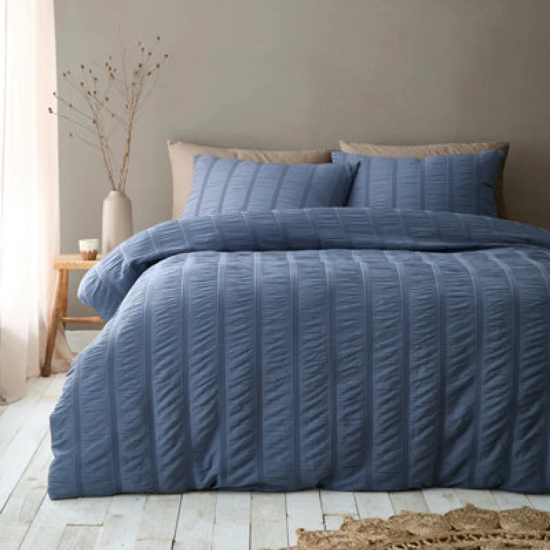 Image of Pineapple Elephant Waffle Seersucker Single Duvet Cover Set With Pillowcase Blue