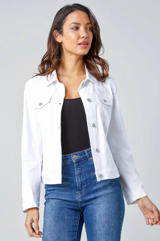 Image of Roman Womens Stretch Pocket Detail Jacket in White Size: 18 White Female 18
