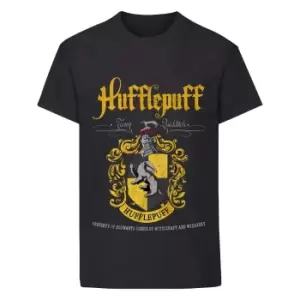 Image of Harry Potter Boys Hufflepuff Crest T-Shirt (7-8 Years) (Black)