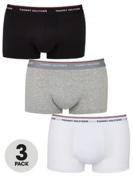 image of Tommy Hilfiger Three Pack Hipster Trunk - Multiple Colours, White/Black/Grey Size M Men