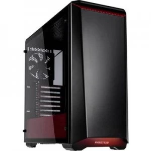 image of Phanteks P400S Midi tower PC casing Black, Red 2 built-in fans, Suitable for AIO water coolers, Insulated, Window, Dust filter, Tool-free HDD bracket