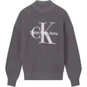 image of Calvin Klein Jeans Large Mono Crew Jumper - Grey