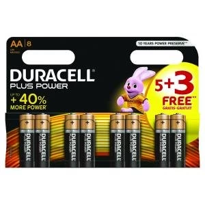 image of Duracell 1.5V AA Alkaline Battery Pack of 8 Plus Power AA 53