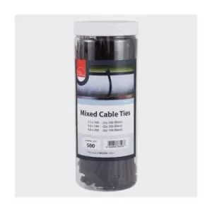 image of TIMco CTMIX500 Cable Ties Black Mixed Tube of 500