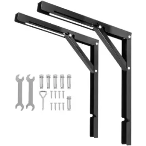Image of VEVOR Folding Shelf Brackets 24" Pack of 2 Heavy Duty Folding Table Bracket Max.500 lbs Capacity Collapsible Shelf Brackets Triangle Steel