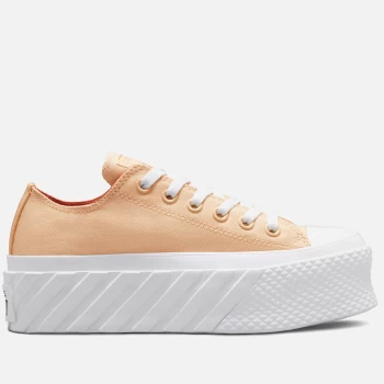 Image of Converse Womens Chuck Taylor All Star Hybrid Shine Lift 2X Ox Trainers - Light Twine/White/Healing Clay - UK 3
