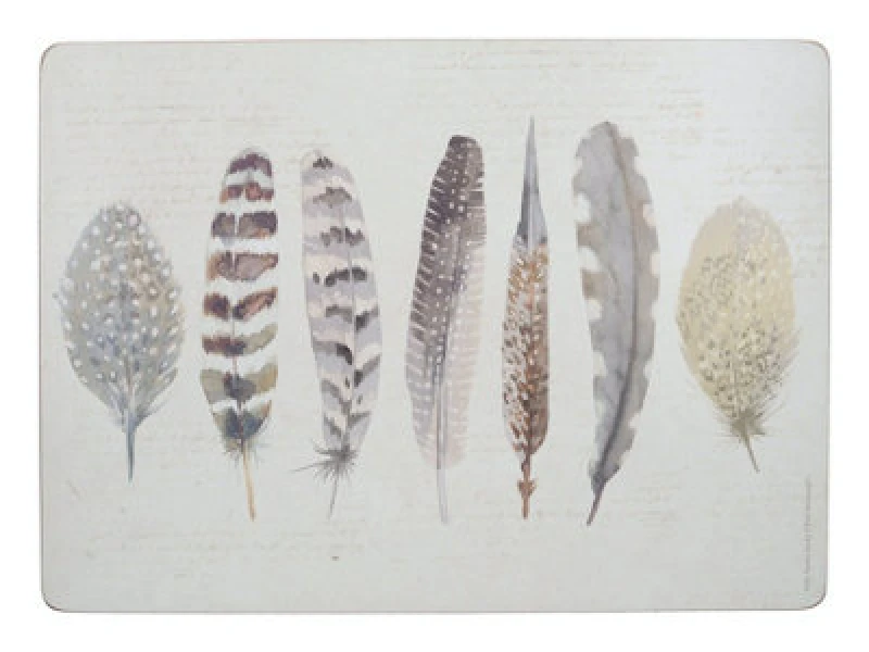 Image of Creative Tops Large Premium Place mats x 4 Feathers, 40x29cm, Boxed Multi