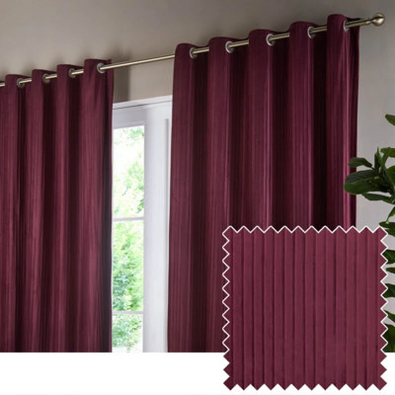 Image of Paoletti Paoletti Corinthian Velvet Room Darkening Eyelet Curtains in Dark Red Size: 229cm width x 229cm drop Dark Red 229cm width x 229cm drop Unis