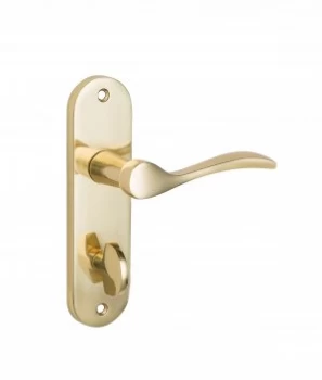 image of Wickes Elda Bathroom Door Handle - Polished Brass 1 Pair