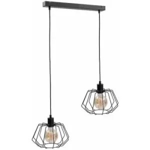 Image of Keter Luna Bar Pendant Ceiling Light Black, 53cm, 2x E27