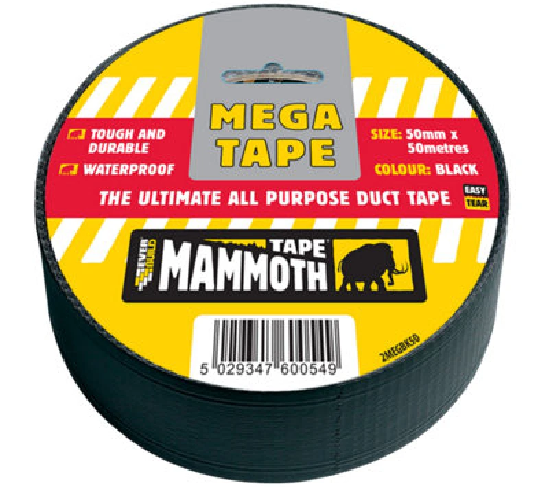 Image of Mega Mammoth All Purpose Duct Tape Black 50mm 50m 2MEGBK50