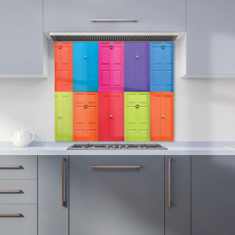 Image of Warren Reed - Designer Colourful English Doors Kitchen Splashback in Red Size: 600mm x 650mm Red Unisex 600mm x 650mm