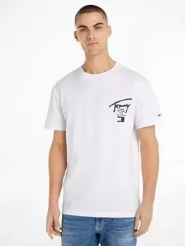 Image of Tommy Jeans Tommy Jeans Tjm Clsc Spray Signature T-Shirt, White Size M Men