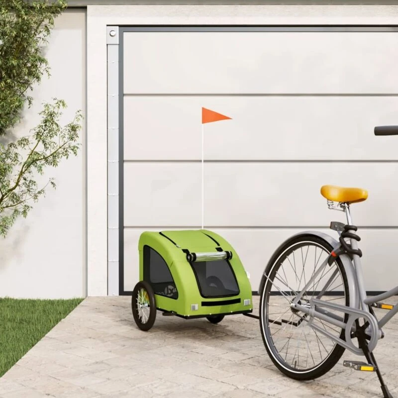 Image of VIDAXL Pet Bike Trailer Green Oxford Fabric and Iron vidaXL 93962