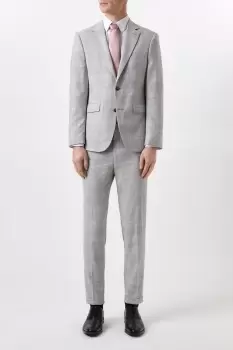 image of Mens Slim Fit Grey Textured Check Suit Jacket